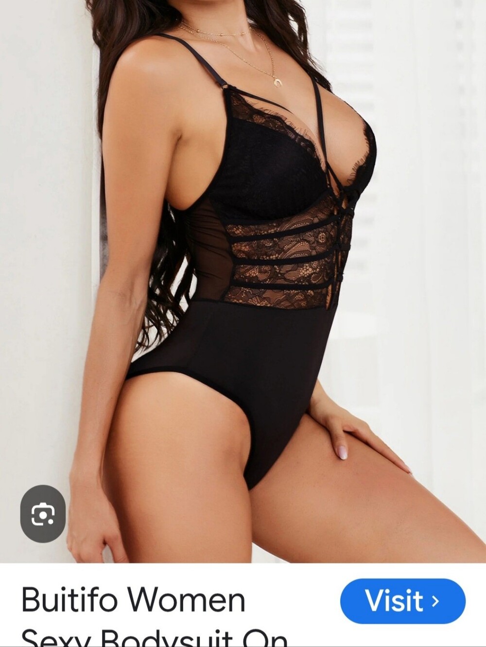 Buitifo Black Lace Sheer Bodysuit